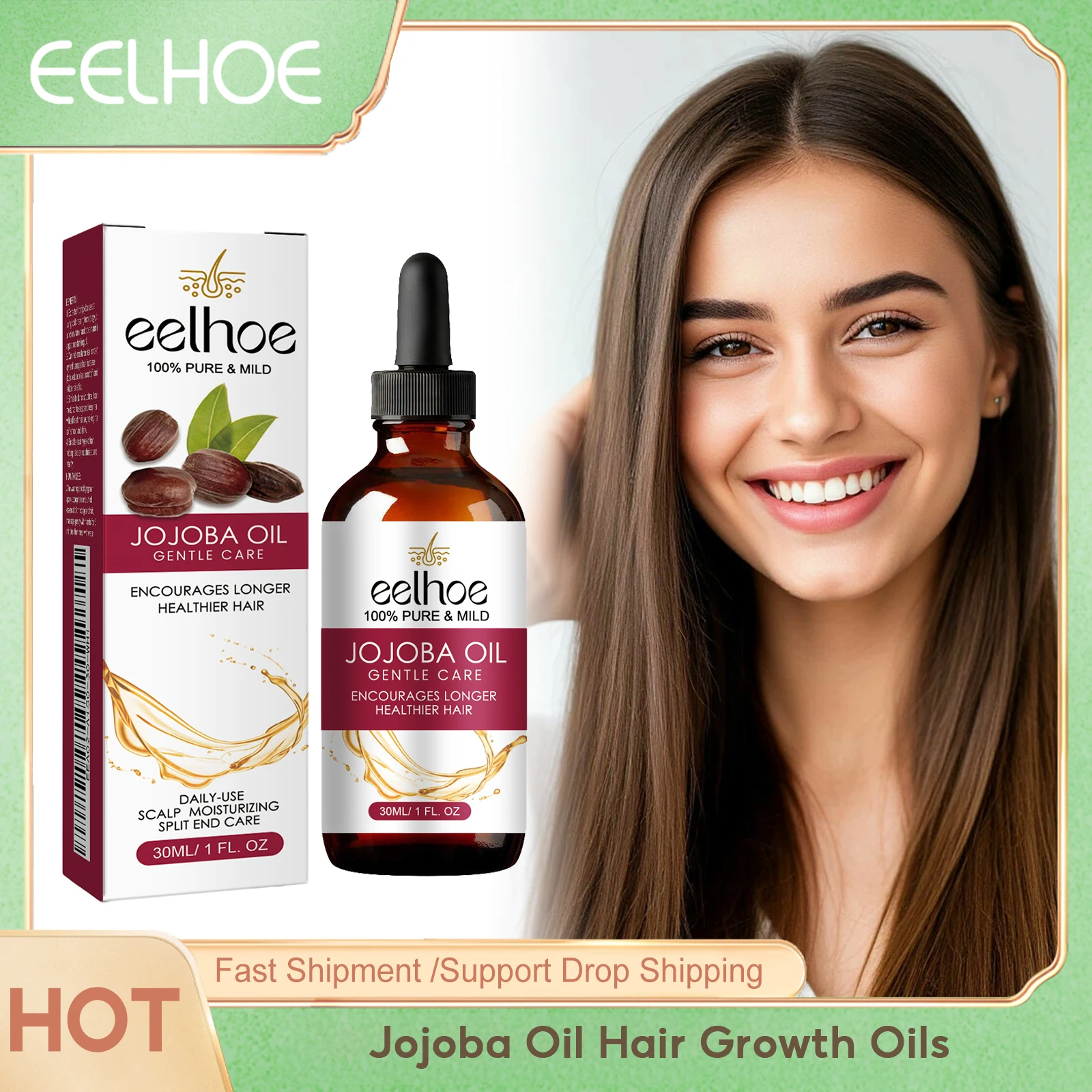 

Eelhoe Jojoba Oil Сыворотка для роста волос Уменьшает выпадение Лечение кожи головы Более толще Удержание восстановления масла Контроль волос Питание Эфирное Oi