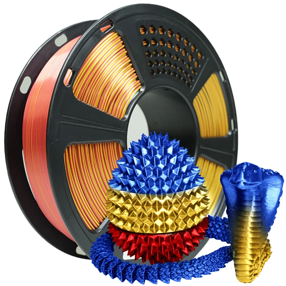 10 kg 1 kg/Spule, dreifarbiges Seiden-PLA-Filament, 1,75 mm, 3D-Drucker-Filament, drei Farben, allmähliche Änderung, Seidenstruktur, PLA-Filament