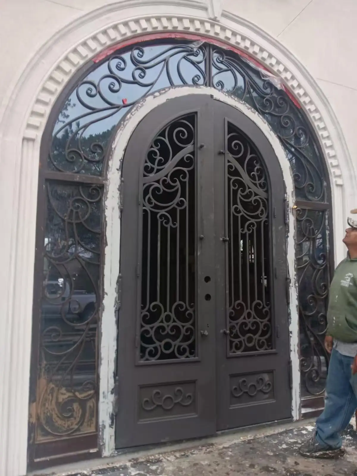 Arch Smart Lock Wrought Iron Door Steel Glass Doors French Door China For Home