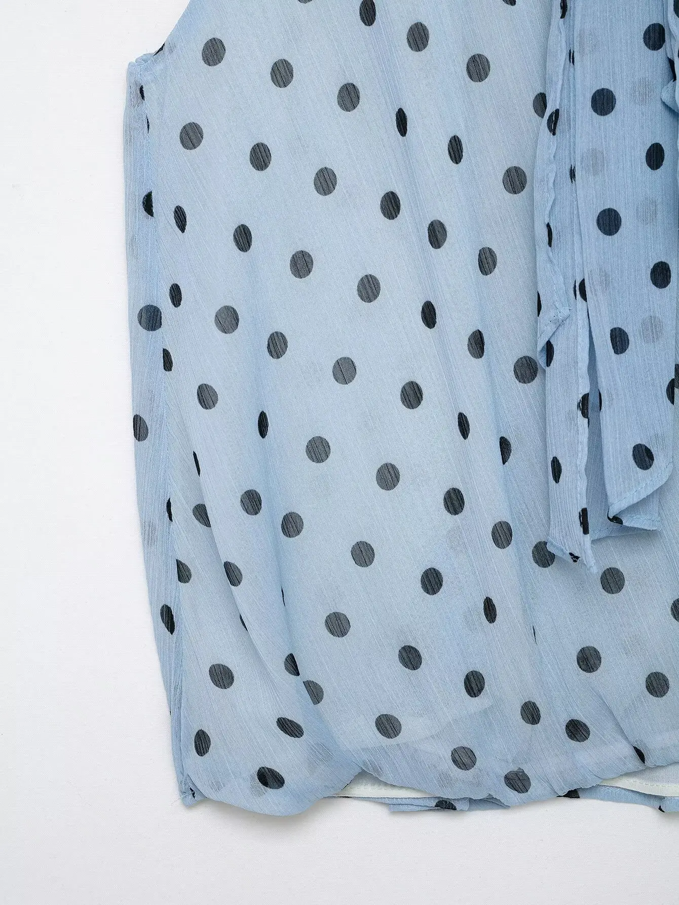 HH Elegante Minimalistische Gepunktete Neckholder-Bluse mit Bindeband, V-Ausschnitt, Ärmellos, Sommer-Oberteil für Business, Freizeit, Büro und Urlaub – Detail 6