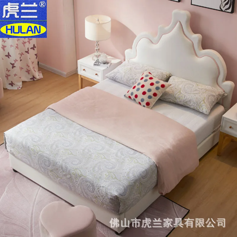 Children's furniture light extravagant boys and girls bed high-grade children's room furniture 1.5 meters soft bag girl's bed gi