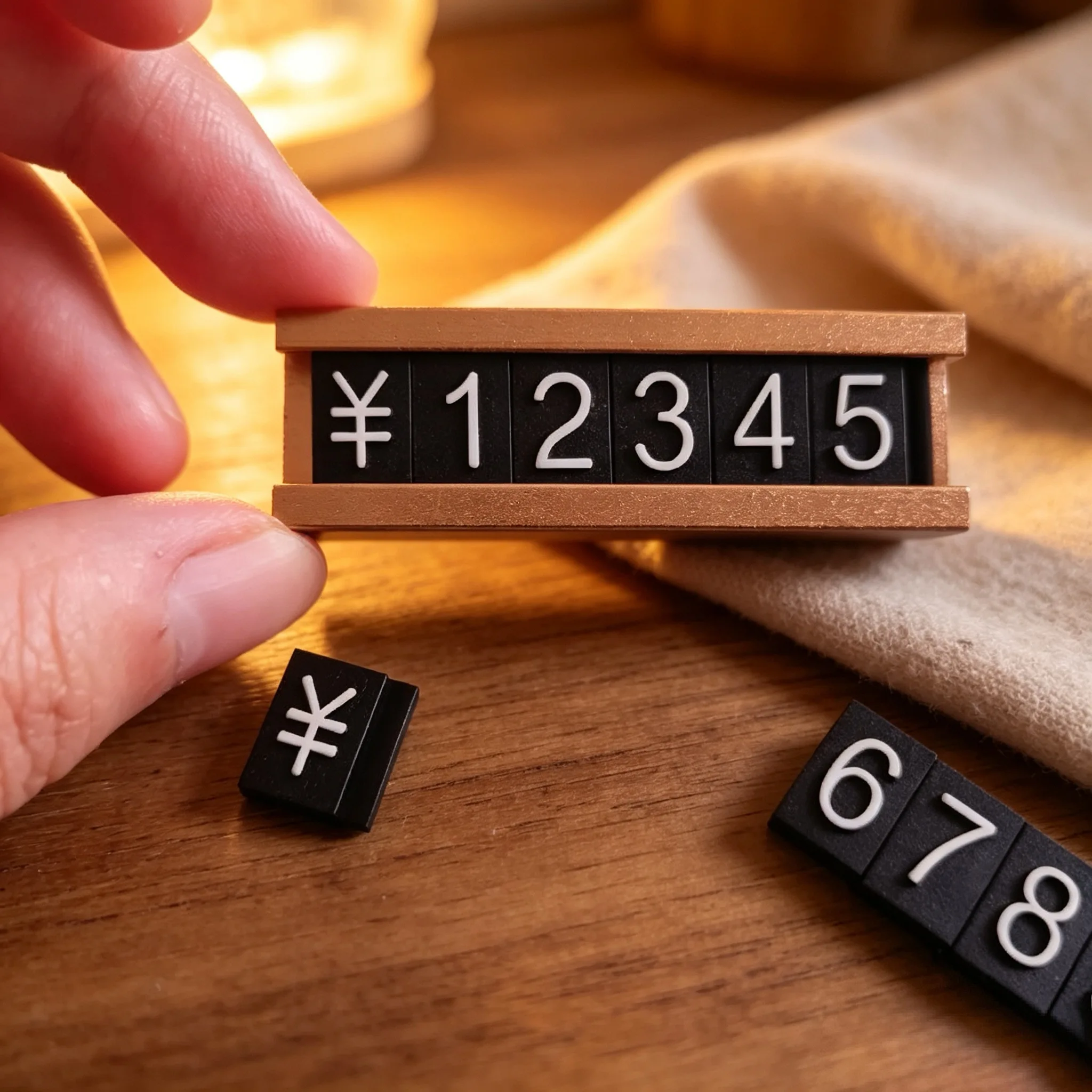 10 Sets / Box Adjustable Number Digital Price Cube Tags Wood Base Price Sign Holder Cube Kit Price Label Card Holder Stand