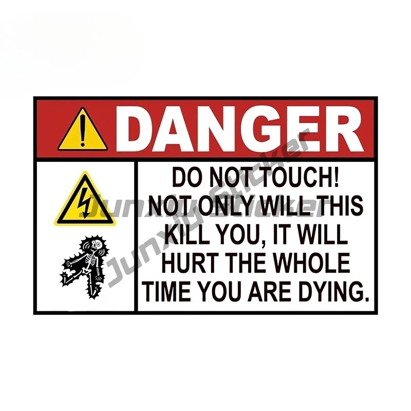For Danger Do Not Touch Fun Sign Car Sticker Anime Safety Decal High Voltage Warning Personality Car Accessories
