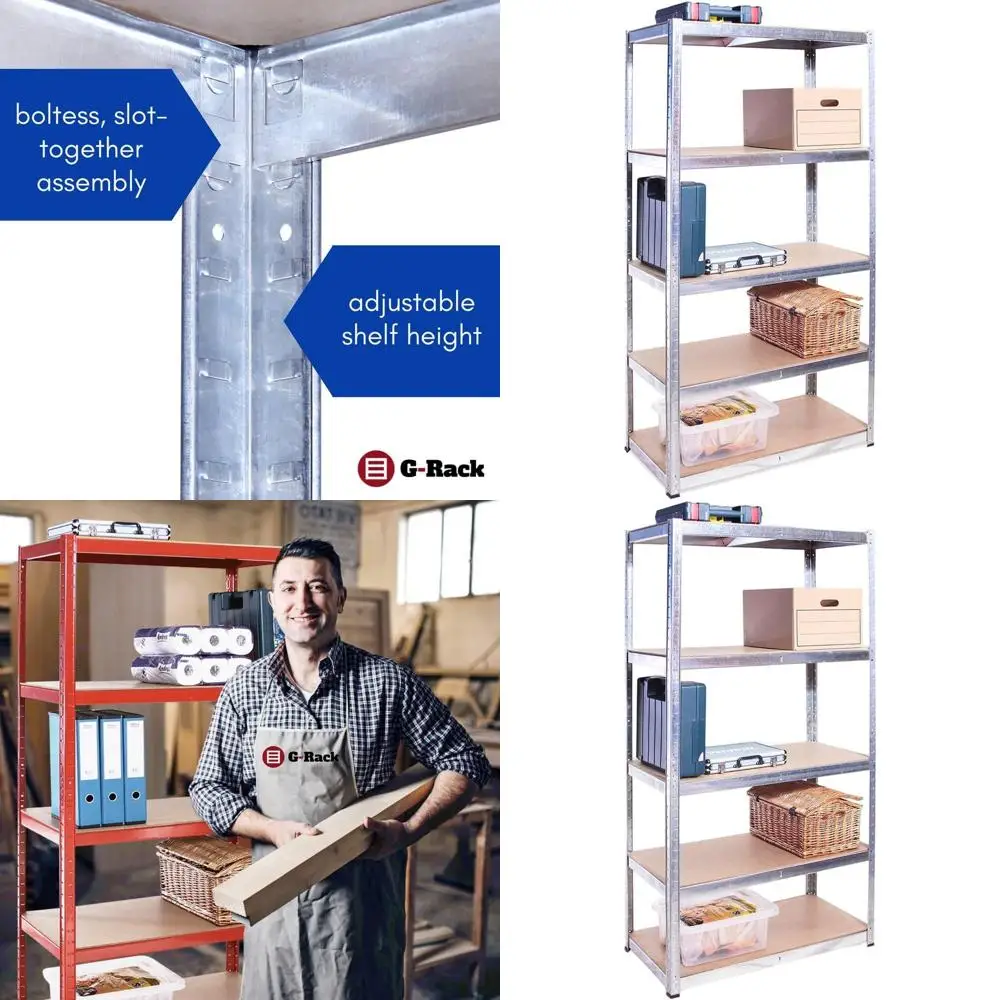 

5-Shelf Heavy-Duty Galvanized Steel Storage Rack - 400 lbs Capacity per Shelf, 71x35x18 inches, Ideal for Garage, Workshop, and
