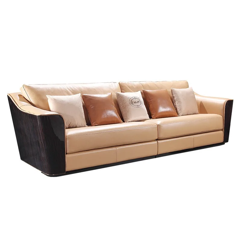 Sofa living room, luxury atmosphere, light luxury leather sofa combination