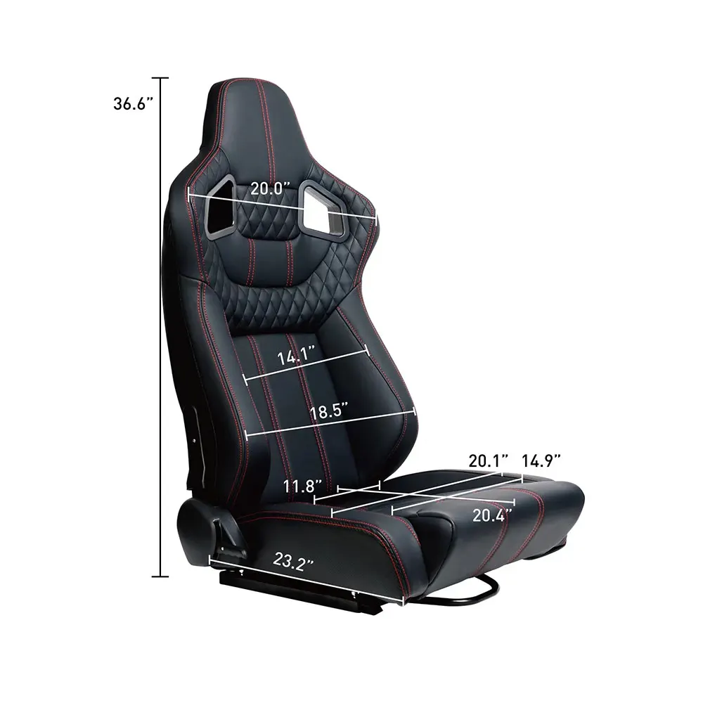 Universal Racing Car Seat for Sport Car Simulator Bucket Seats Adjustable Black PVC Leather XH-1035-BK