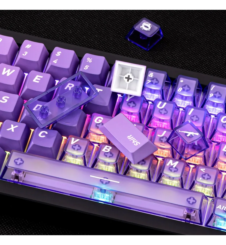 

Keycap Personality Purple gradual change keycap PBT hot sublimation + PC light transmission original factory height keycap