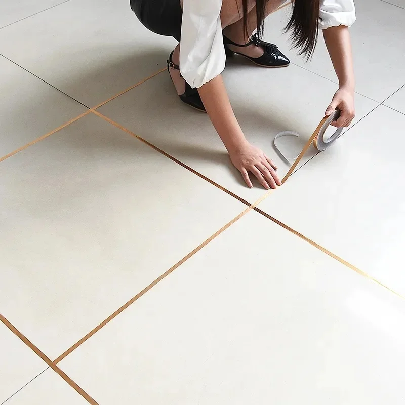 50M Brushed Gold Silver Floor Edging Waterproof Seam Wall Stickers Wall Gap Ceiling Home Decoration Self-adhesive Tile Tape