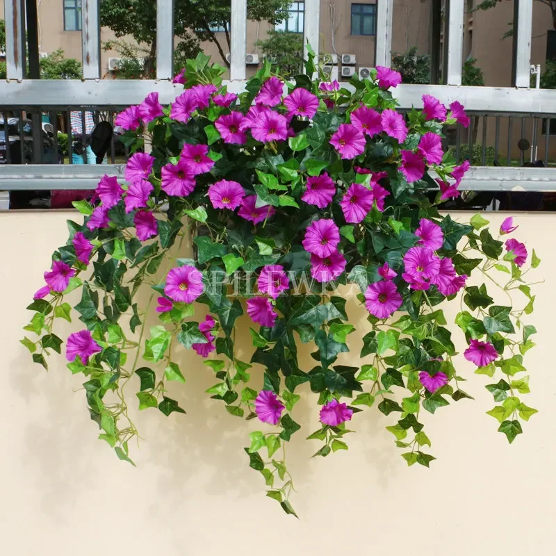 Artificial Silk Flowers for Table Decoration, Fake Vine, Petunia Rattans for Wedding, Home Party, DIY Table Hanging Basket Decor