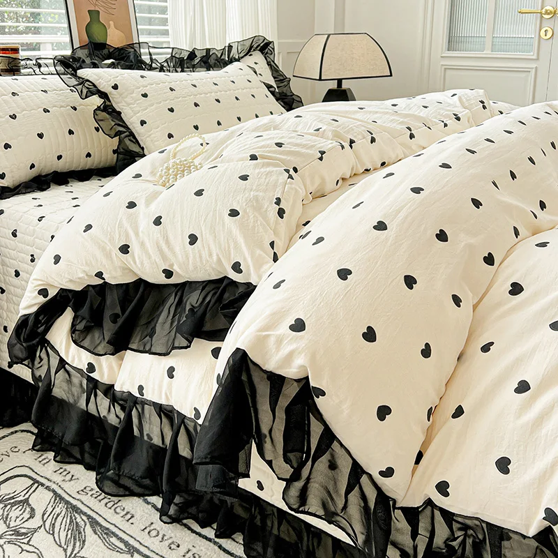 Printed Duvet Cover Lace Comforter Cover Women/Girls Room Bedding Home Blanket Covers funda nordica (Pillowcase Need Order)