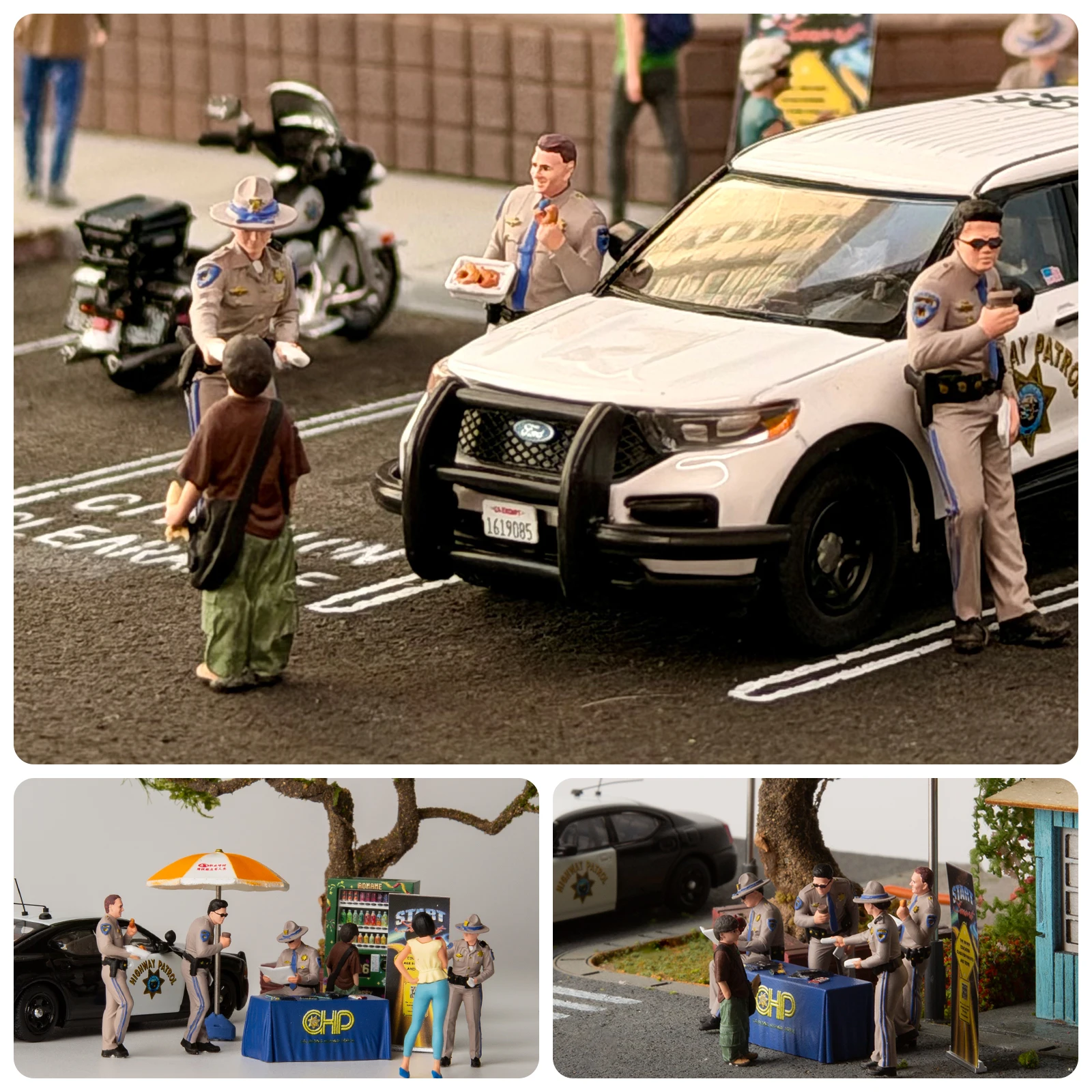 1/64 Scale Resin Highway Patrol Officer Figures Driver Safety Booth Miniature Scene Props Hand Painted Diecast Car Display AFA view 6