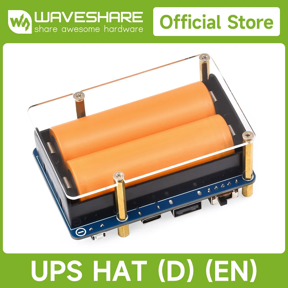 Wavehsare UPS HAT (D) for Raspberry Pi, Supports 21700 Li battery (NOT included), 5V Uninterruptible Power Supply,for Arduino