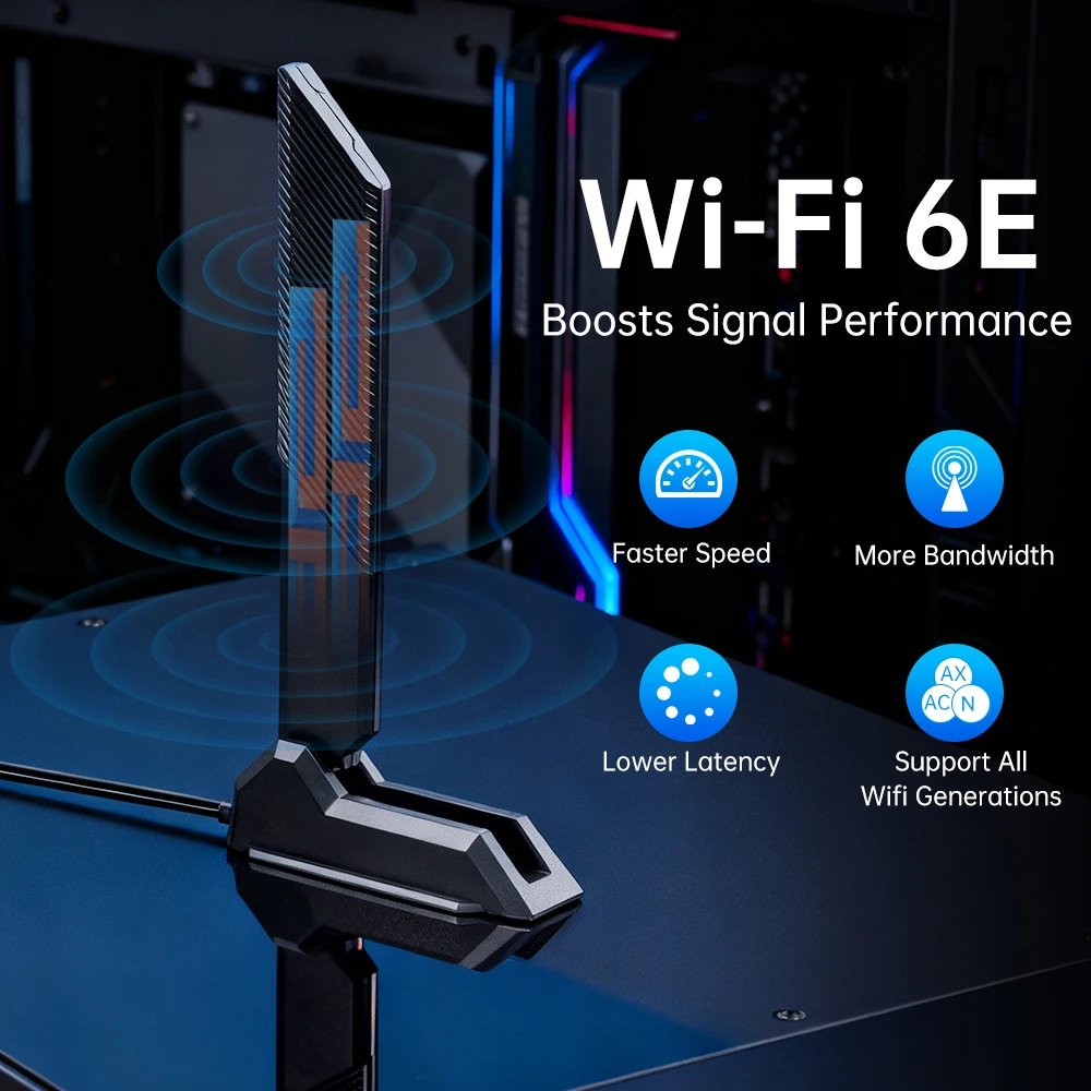WiFi 6E WiFi Antenna Magnetic Foldable 2.4G/5G/6G 12DBi High gain External Signal Receiver For PCIE Adapter Wireless Router