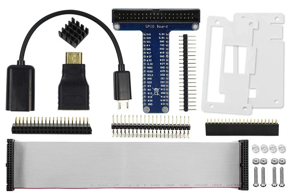 

Elecrow Raspberry Pi Zero Starter Kit 8 In 1 USB OTG Host Cable HDMI-compatible Adapter GPIO Header Acrylic Case