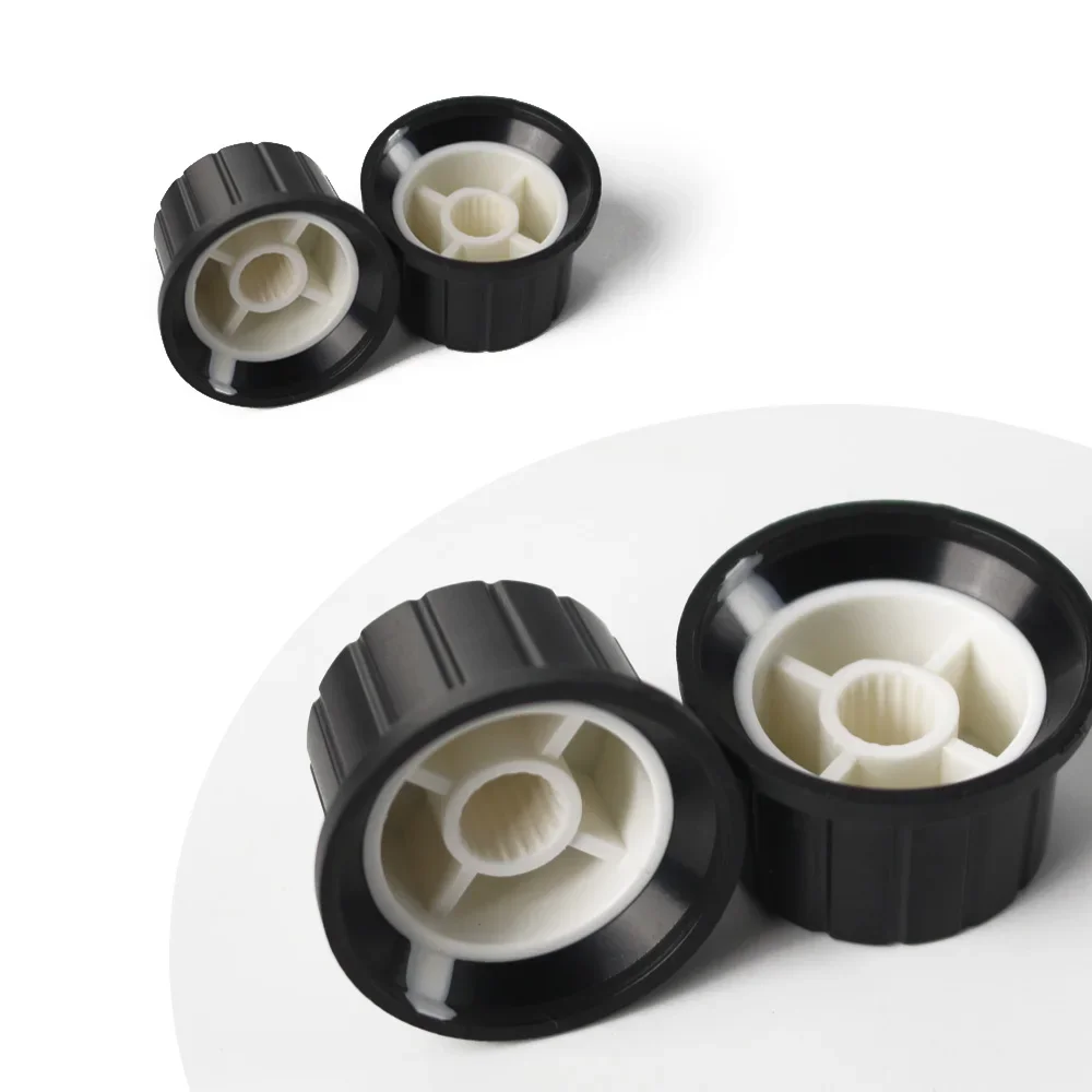 WH148 24x15mm 5PCS White Potentiometer Plastic Knob Cap Plum Blossom Axis Volume Control Knobs for Encoder Diy Kit Set