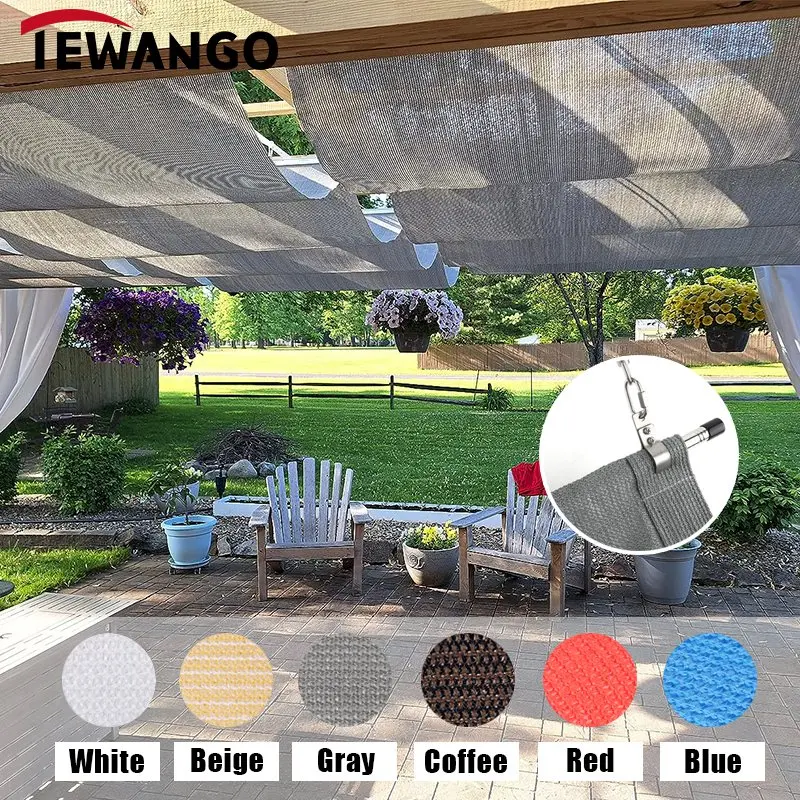 Wave Telescopic Sunshade Fabric Outdoor Retractable Sun Shading Sail UV protection Garden Stretchable HDPE Sun Knitted Shade Net