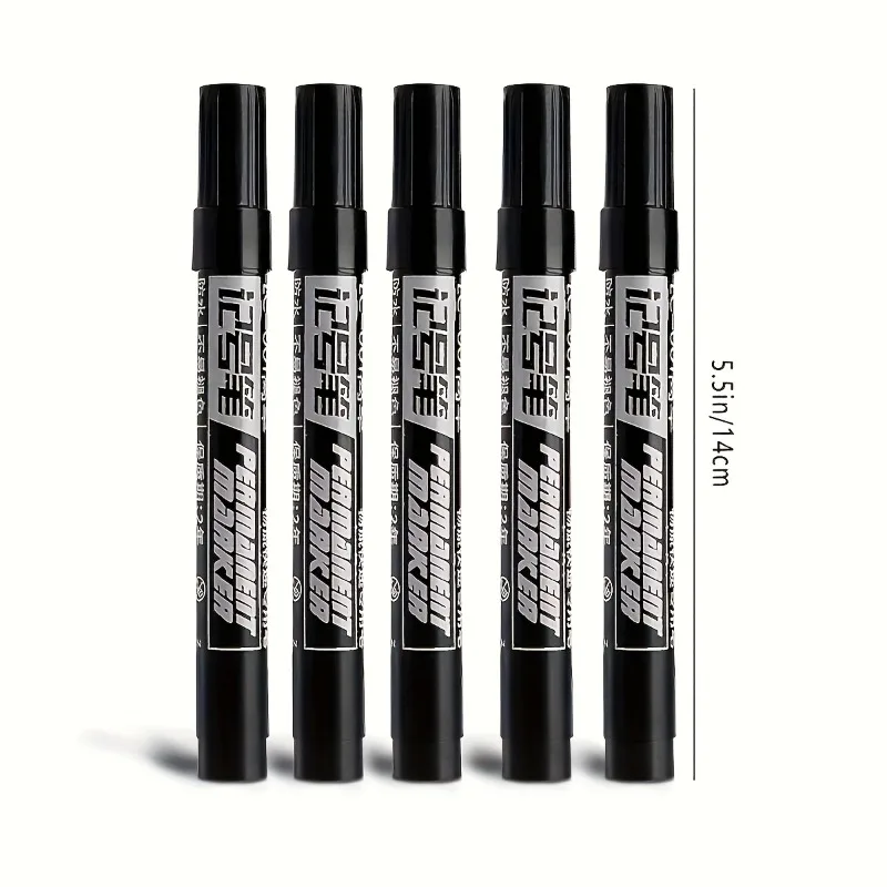 10/20pcs Permanent Marker Set, Waterproof Black Ink High-Capacity Oil-Based Pens, Office Supplies for Multi-Surface, Graffiti