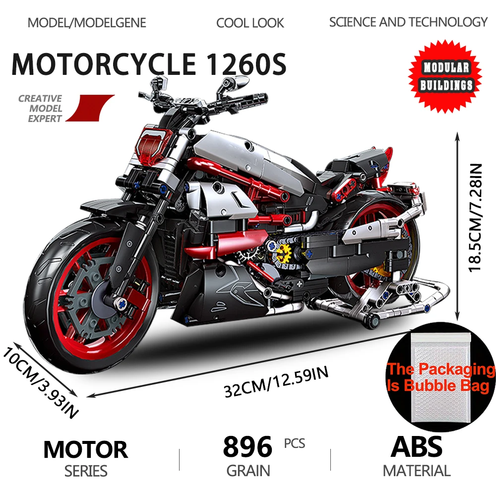

Motorcycle 1260S Bricks Technical Model Motorbike Building Blocks City Vehicle Racing Car Assembly Kids Toys Xmas Adult Gift