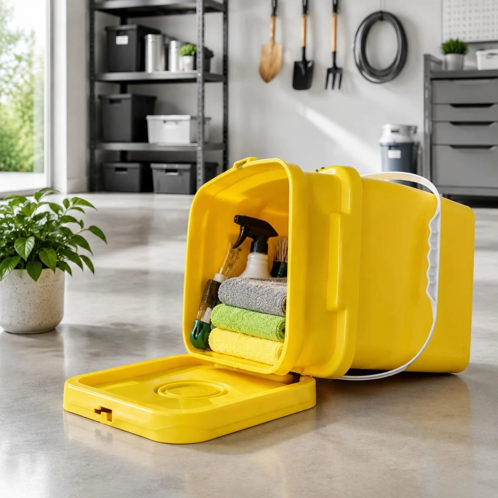 16L Square Pail Thickened Square Plastic Pail Storage Container Heavy Duty Comfort Grip Handle for Paint Mixing