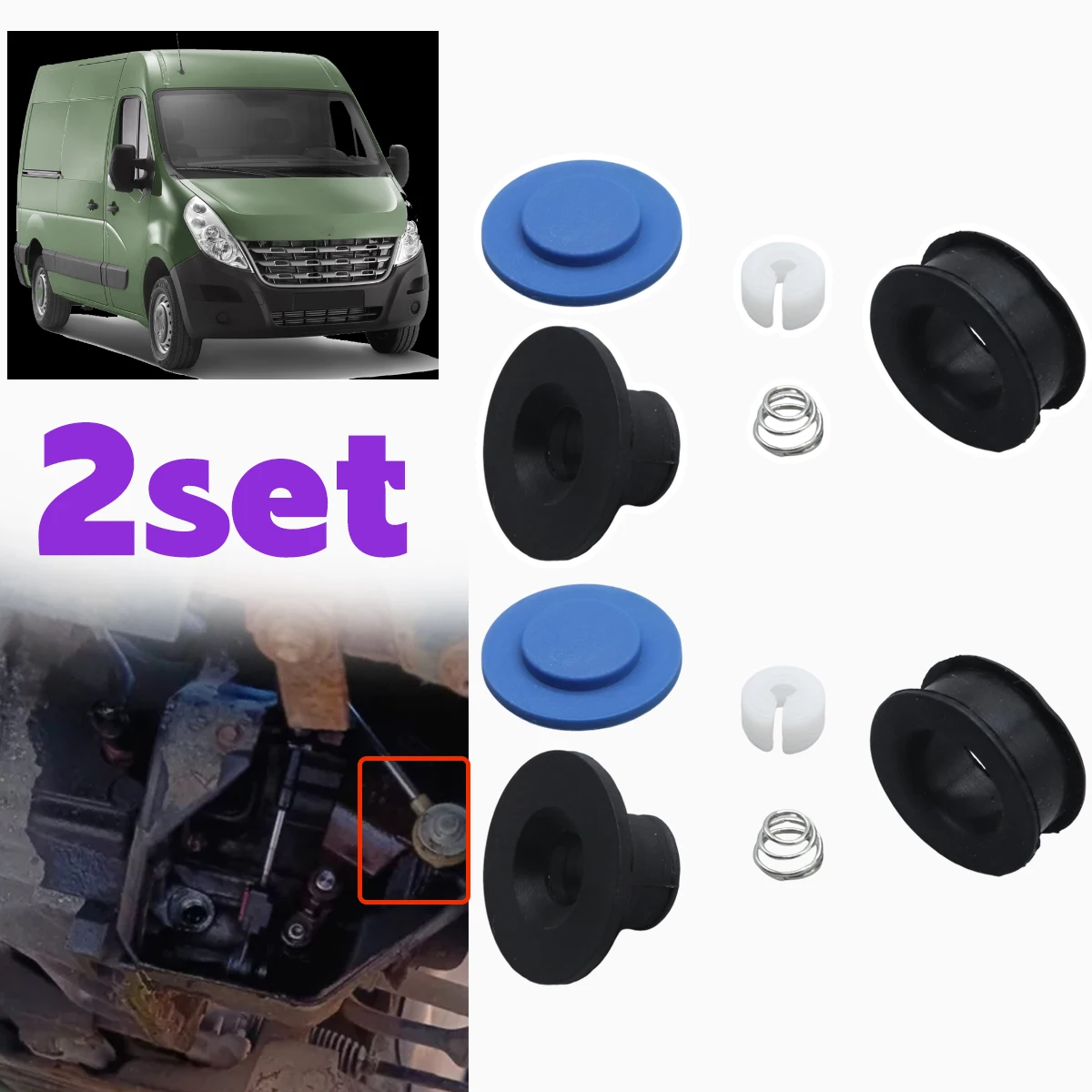 

2set Gearbox Linkage Cable Bushing Repair Kit for Renault Master III 2010-2024 MT End Rod Accessories Replace Parts Rebuild Car