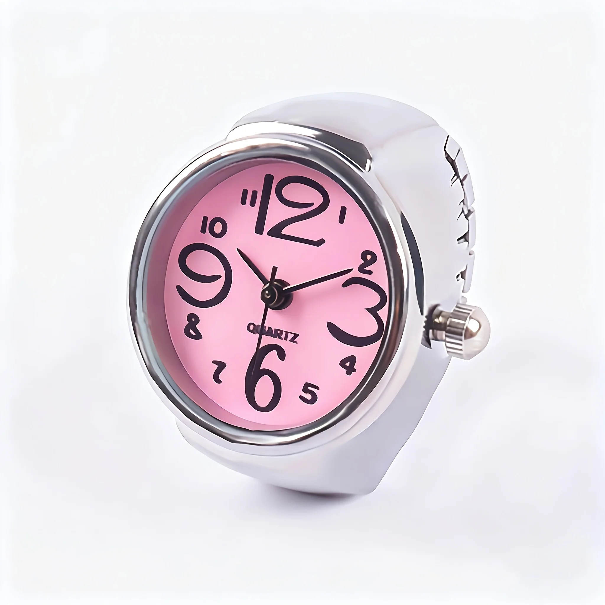 Fashion Quartz Ring Watch, Adjustable Elastic Band, Round Dial Finger Watch, Multicolor Options, Gift for Students & Lovers