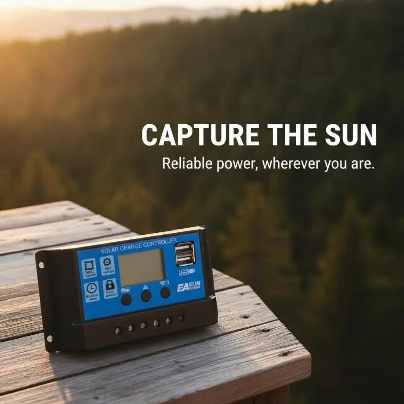 NewSolar Charge Controller With LCD Display PWM Charging Dual USB 12V 24V Auto Regulator For Solar Panel Battery System Charging