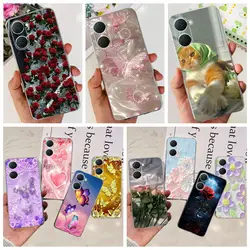 Transparent Soft TPU Coque For Vivo Y18 Y18e Vivo Y03 4G Case Women Girly Fashion Flower Butterfly Funda Shell VivoY03 Y 18 e