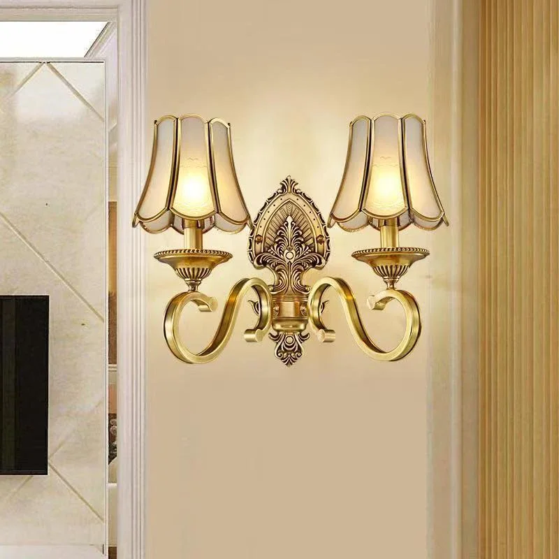 BERTH American Brass Wall Lamp Indoor Living Room Bedroom Bedside Lamp Retro villa Hotel Corridor Hallway Wall Lampl Lamp image 2