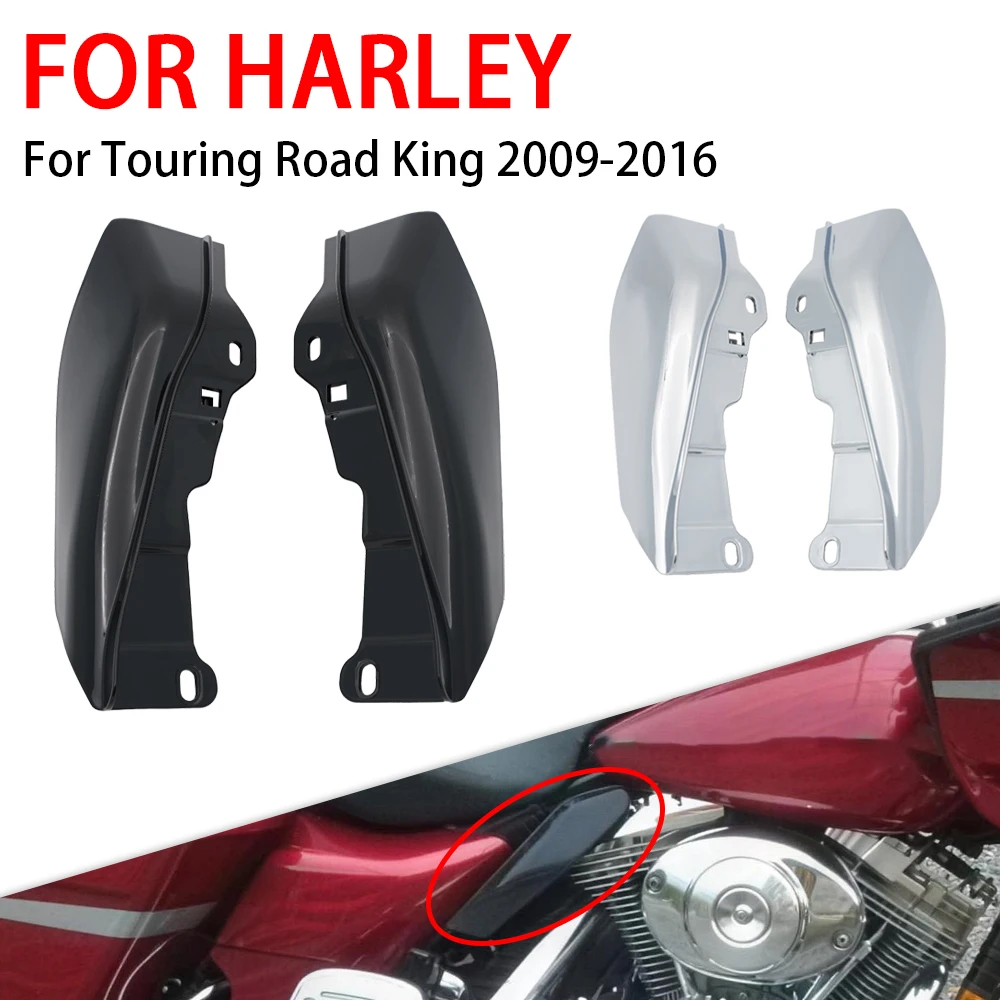 

Motorcycle Black/Chrome Mid-Frame Air Heat Deflector Fairing Fit For Harley Touring Street/Road Glide FLHX Road King 2009 - 2016