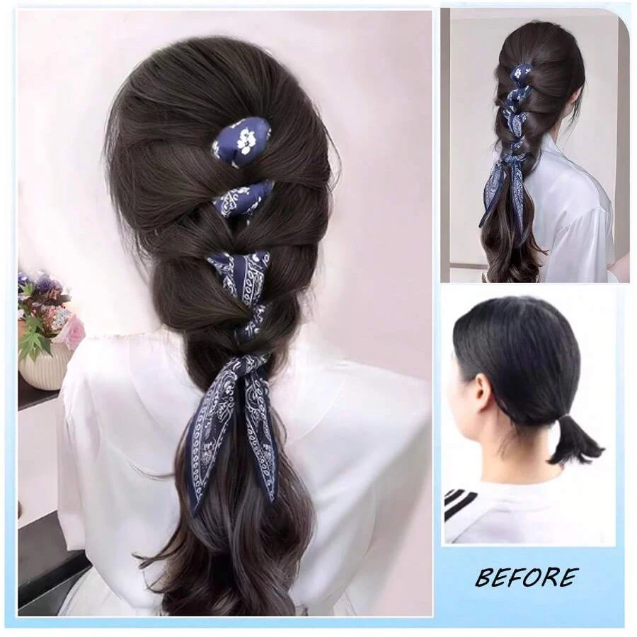 Synthetic 16inch short claw French ribbon braided ponytail extenstions New vintage Fried Dough Twists braid curl ponytail