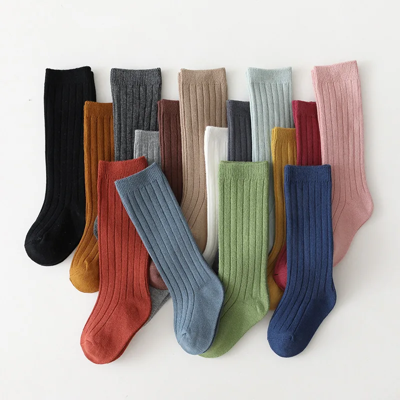 Spring Solid Color Baby Socks Long Tube Pit Strip Children\'s Sock Small Children\'s Sock Sports Socks New Solid Baby Boys Girls