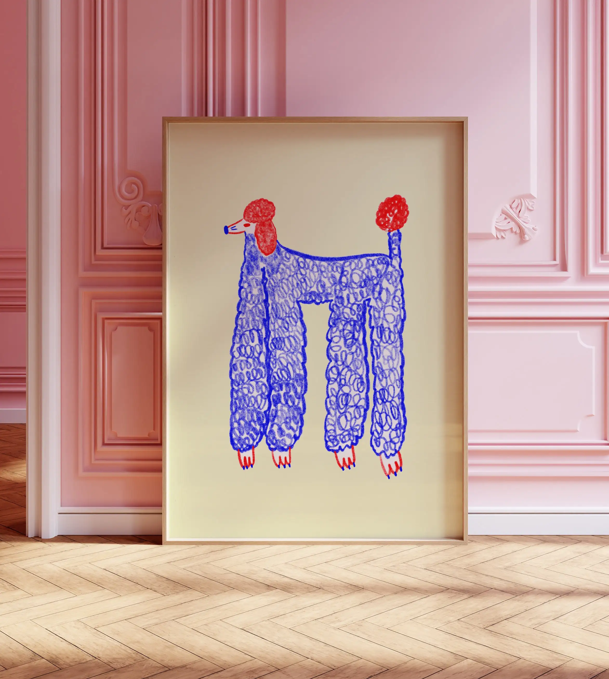 Blue Poodle Art Print, Home Decor, Gift for Her Kitchen, Bedroom, Living Room, Office, Entryway, House Warming, Dog Prints