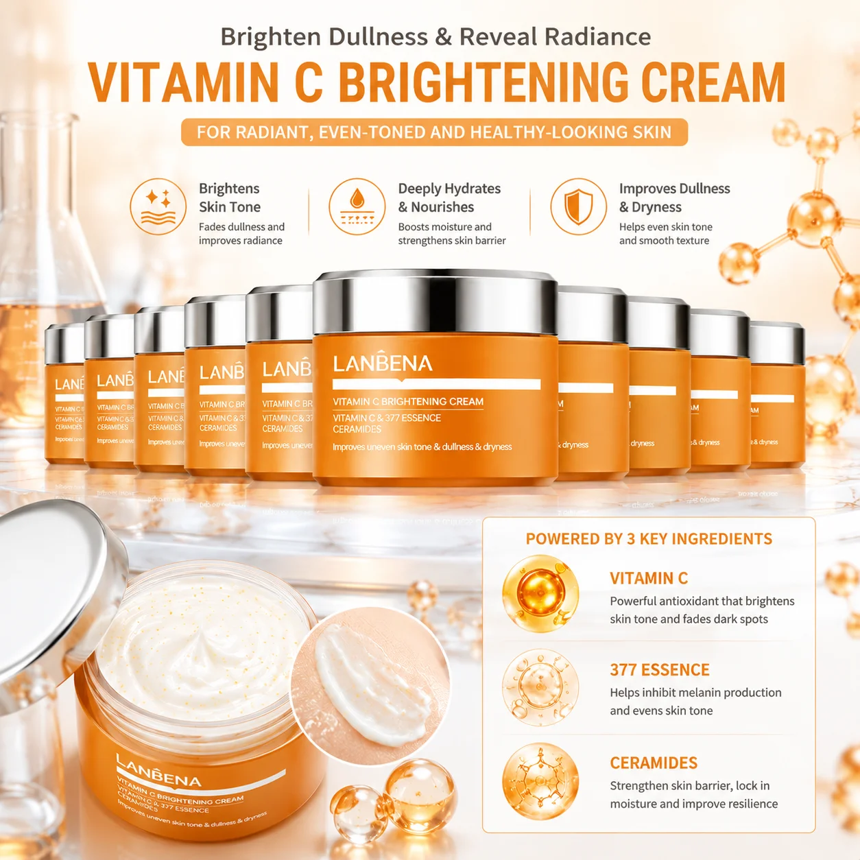 LANBENA Retinol Tagescreme mit LSF 20, Sonnenschutz, Anti-Aging, Feuchtigkeitspflege, 30g – Detail 1
