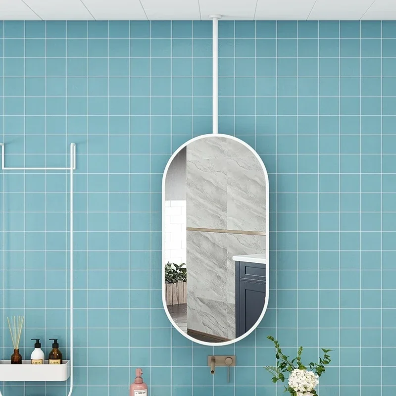 Single Pole Oval Hanging Mirror Hotel Homestay Toilet Bathroom Mirror Bathroom Wall Hanging Espejos Decorativos Home Decor