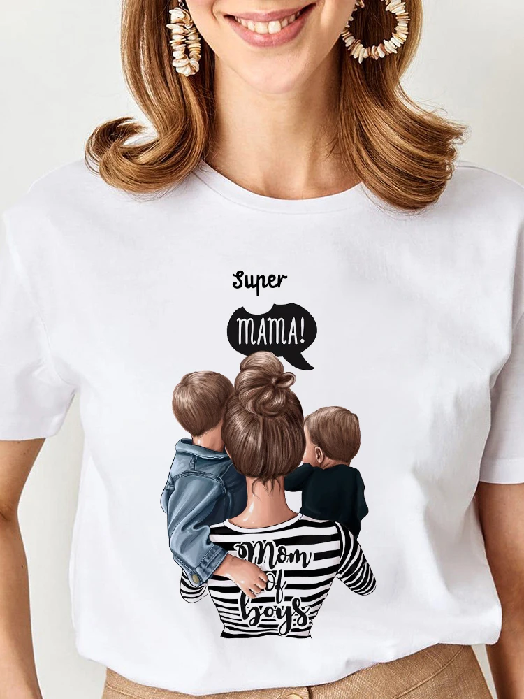 Women Cartoon Super Mom Life Momlife Mama Mother Summer Print T-shirts Top T Shirt Ladies Woman Graphic Female Black Tee T-Shirt