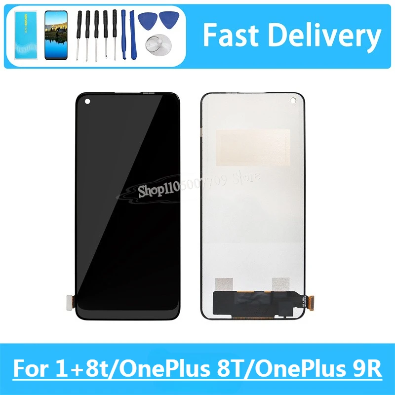 For 1+8t / OnePlus 8T / OnePlus 9R / realme X7 Pro LCD Touch Screen Digitizer Display Replacement Assembly Parts No Frame 6.5''