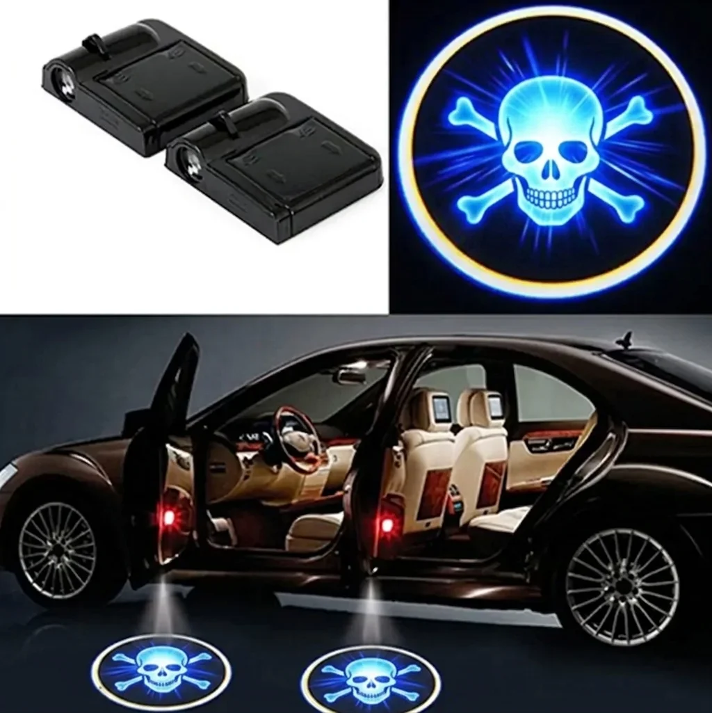 2Pcs Wireless Car Door Decor Light Shadow LED Welcome Laser Projector Lamp Interior Accessories Ornaments Logo Motorcycle Led