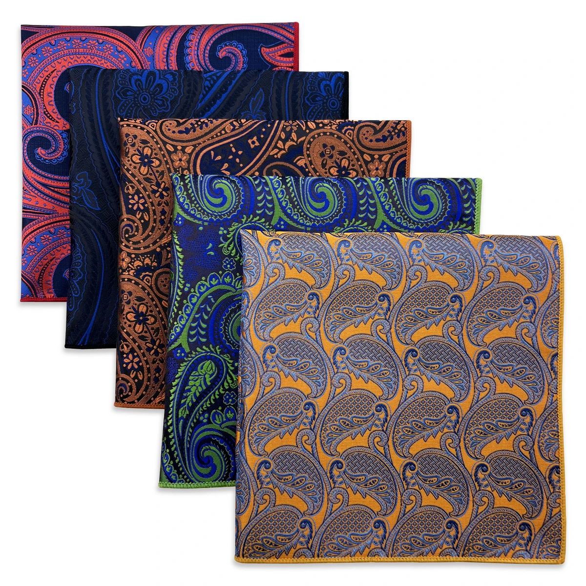 5 PCS Men's Pocket Square Set, Assorted Handkerchief Styles