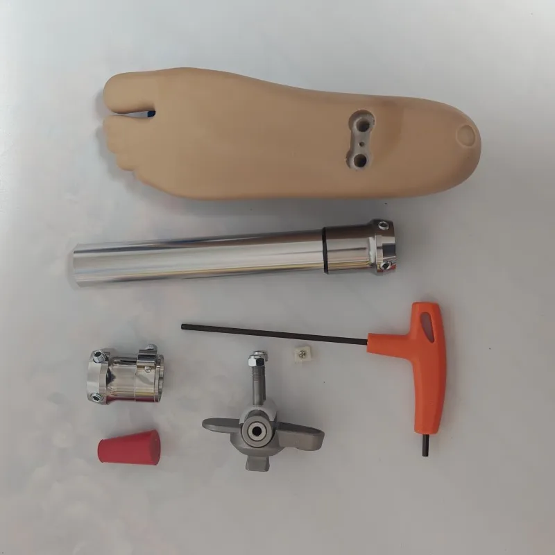 Double Hole Dynamic Ankle Prosthetic Leg Foot Set with Stainless Steel Pylon Tube for below Knee Amputees Artificial Limb Parts