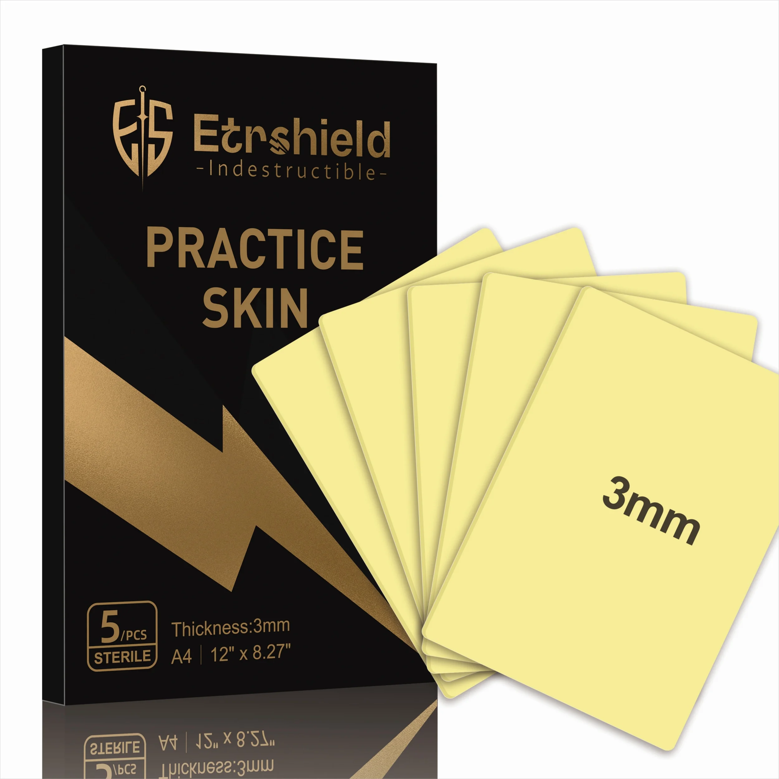 

3MM A4 Tattoo Fake Skin, 5Pcs 11.8" x 7.87" Double Sides Blank Tattoo Practice Skins for Tattooing & Microblading Eyebrow