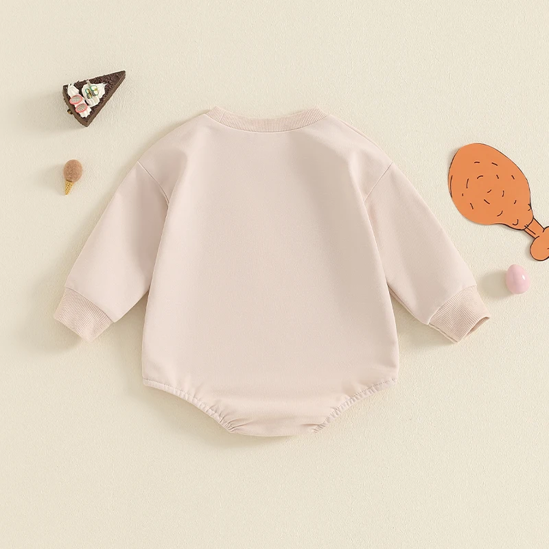 2024-05-20 Lioraitiin 0-18M Baby Romper, Long Sleeve Crew Neck Embroidery Letters Fall Bodysuit Girls BoysThanksgiving Clothes