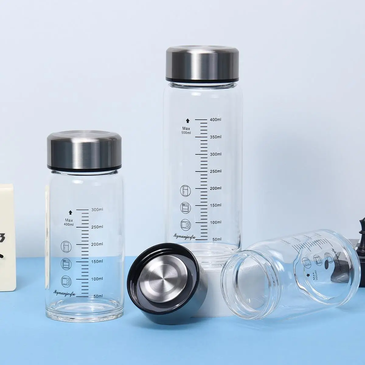 Glass Thermometer Mug 500ml with Scale for Home Use Microwave Safe Milk Heating Special Cup for Children Japanese Style view 4