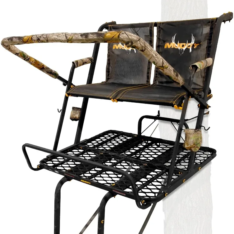 Muddy 2-Person Ladder Tree Stand for Deer Hunting,17' Tall, Black | The Partner - Adjustable Climbing Treestand with Platform