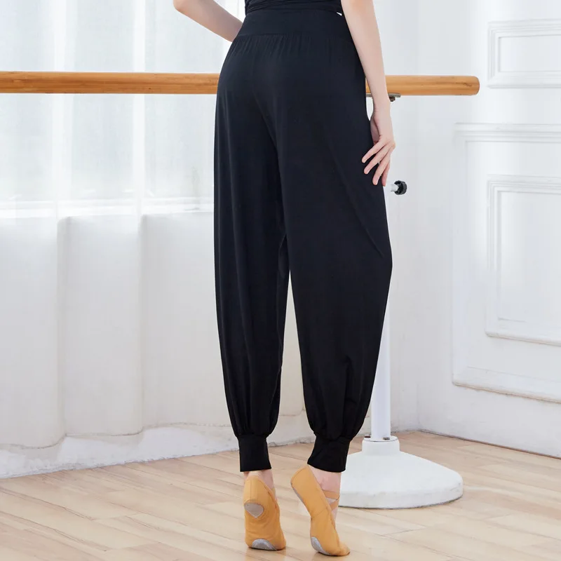 

Новинка 2024, женские брюки для латинских танцев большого размера, женские современные брюки, черные шаровары для занятий йогой, шаровары