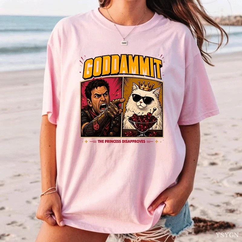 Dungeon Crawler Carl Vintage Women T Shirt Book Lover Tee Hi Zev Princess Donut T-Shirt Casual Round Neck Printed Cotton Tops