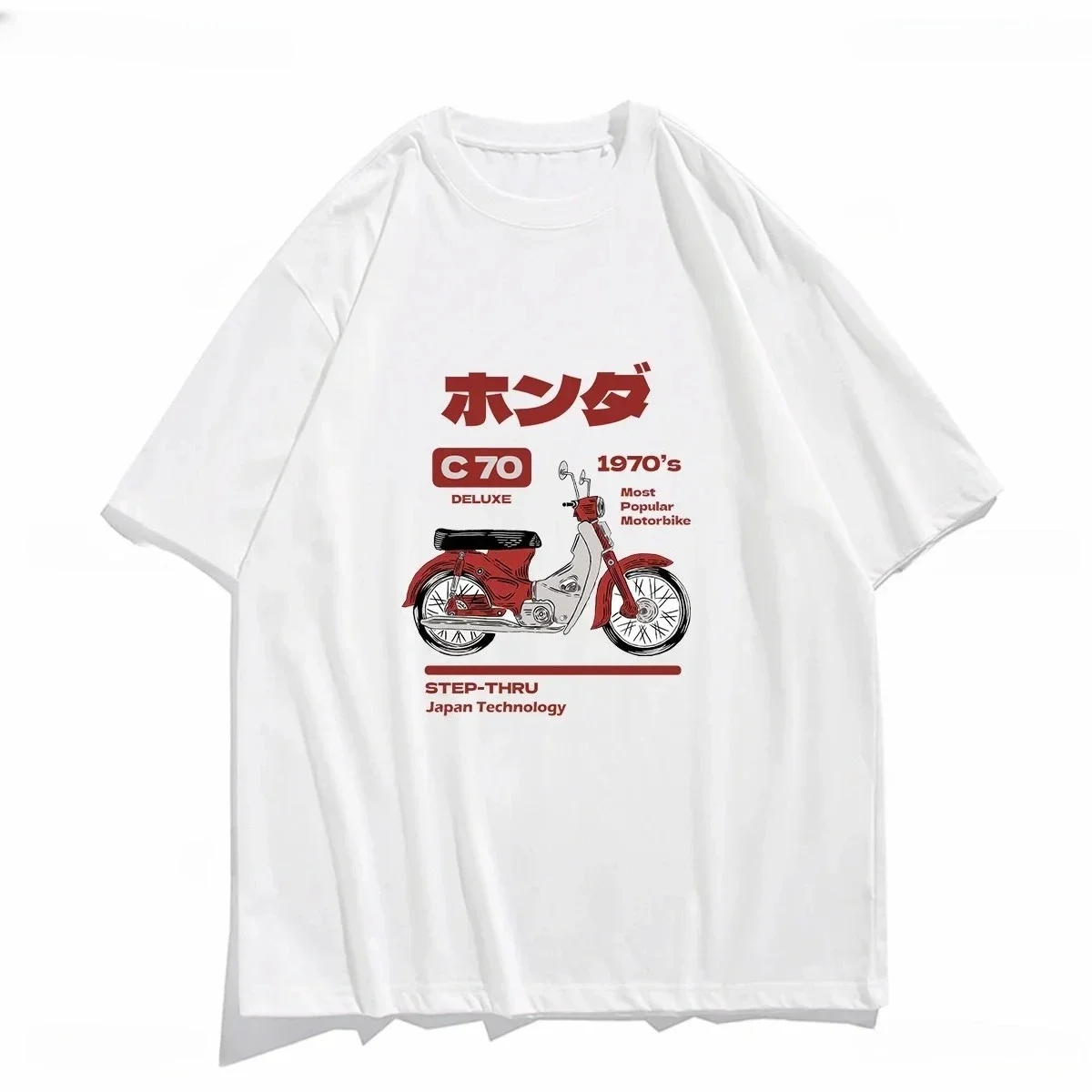 Vintage T-shirt Vintage Japanese Motorcycle Classic C50 C70 Printed Shirt Graphic T-shirt Women's Clothing Fashion Harajuku Y2k