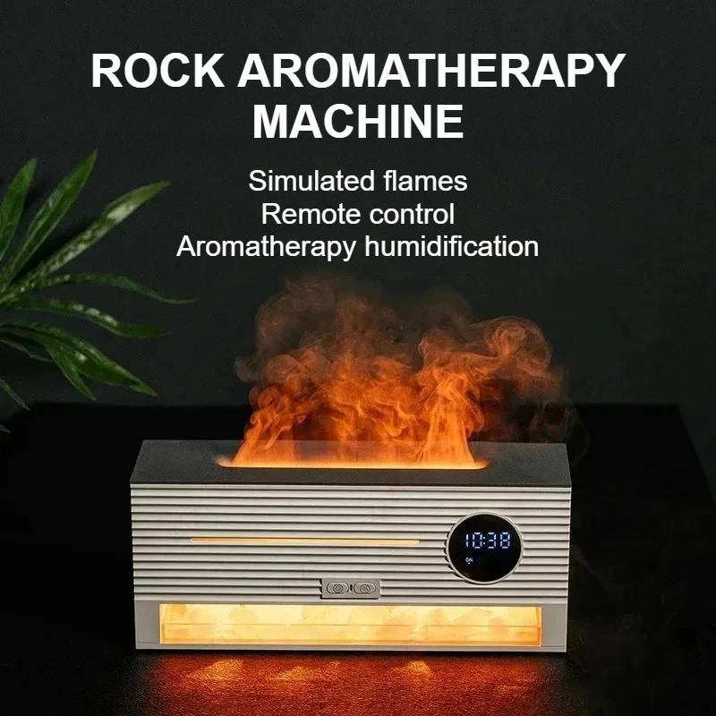 Rock Flame Essential Oil Fragrance Humidifier Home Desktop Clock Salt Stone Atmosphere Lamp Aromatherapy Machine