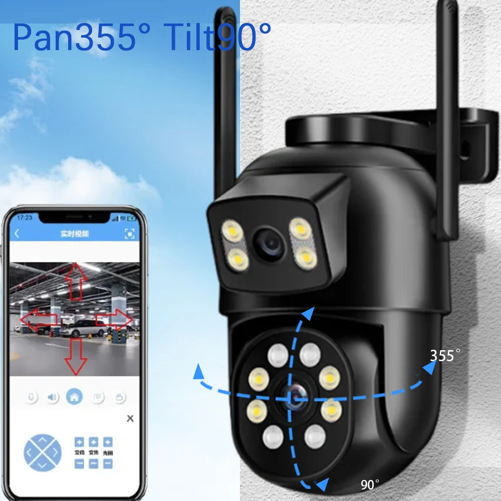 16CH 8MP 4K PTZ Camera NVR Security System Dual Lens Ultra Wide Angle Two-Way Audio AI Human Tracking Outdoor WiFi CCTV Kit