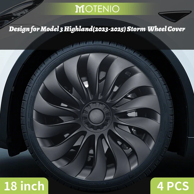 4 szt. kołpaków w stylu „Burza” na prawą i lewą stronę do Tesla Model 3 Highland 2023–2026 – 18 cali – akcesoria do kół