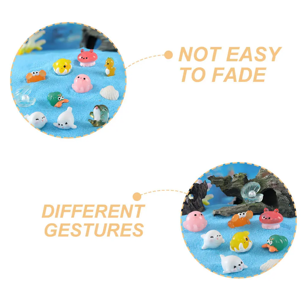 18 stuks zeedier hars decoraties mini zeedieren voor aquarium micro landschap delicate oceaan decor micro zeedieren